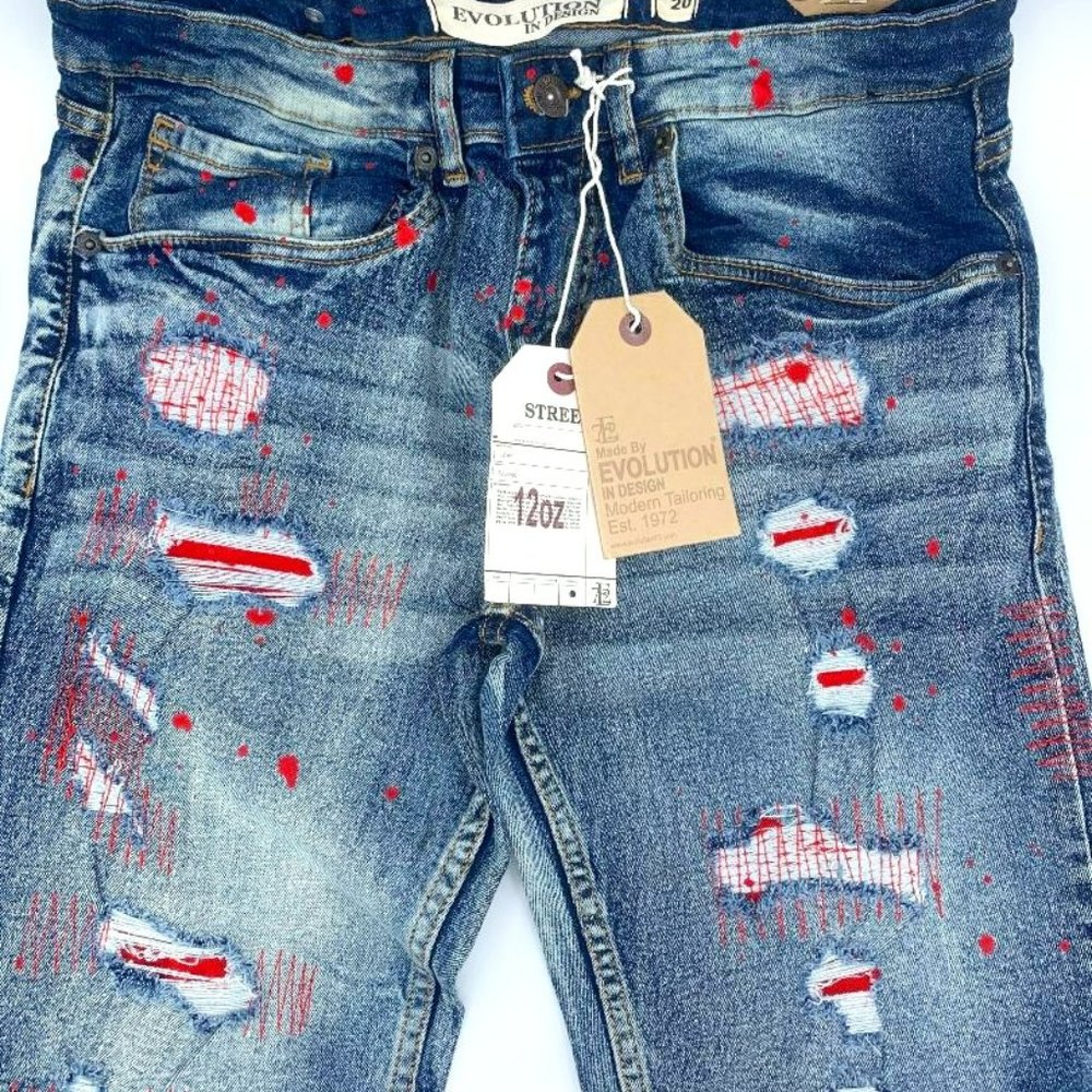 Evolution In Design Boys' Paint Splatter Denim Shorts   size 20